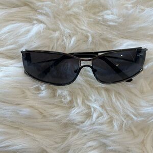 Black Sporty Wraparound Glasses